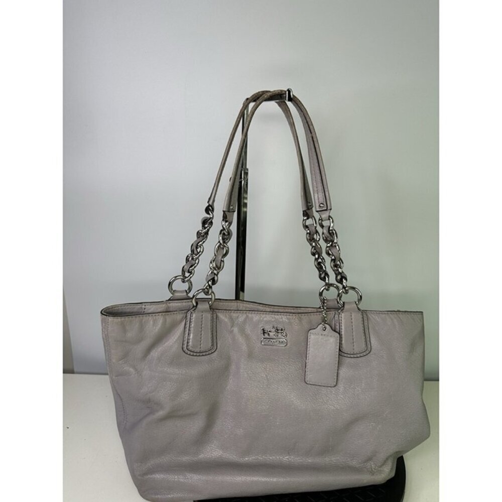 For Repair - Coach Madison Light Gray Soft Leather Tote Bag Purse 20466